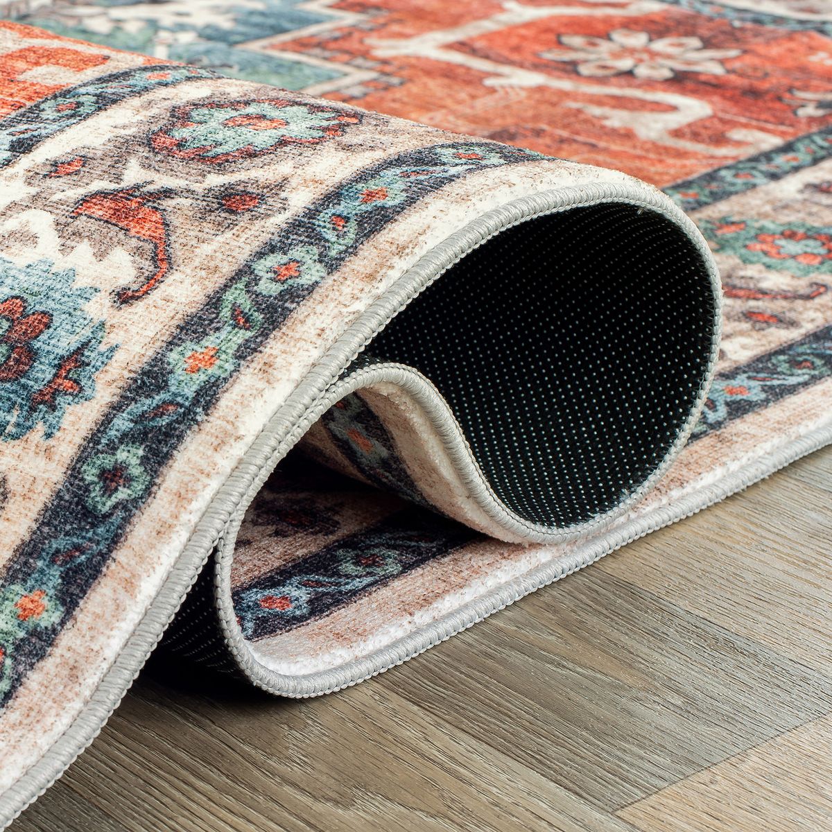 World Rug Gallery Transitional Medallion Washable Non Slip Area Rug: Stain & Fade-Resistant, Low Pile, Pet Friendly - thumbnail 4