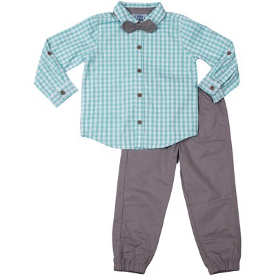 Little Lad Baby Boys 3 Piece Roll Sleeve Shirt And Pant Set : Target