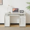 KTMBDW Computer Desk with 3 Drawers, 1 Door and 1 Storage Shelf, Wood Writing Home Office Workstation, Office Desk with Drawers - 2 of 4