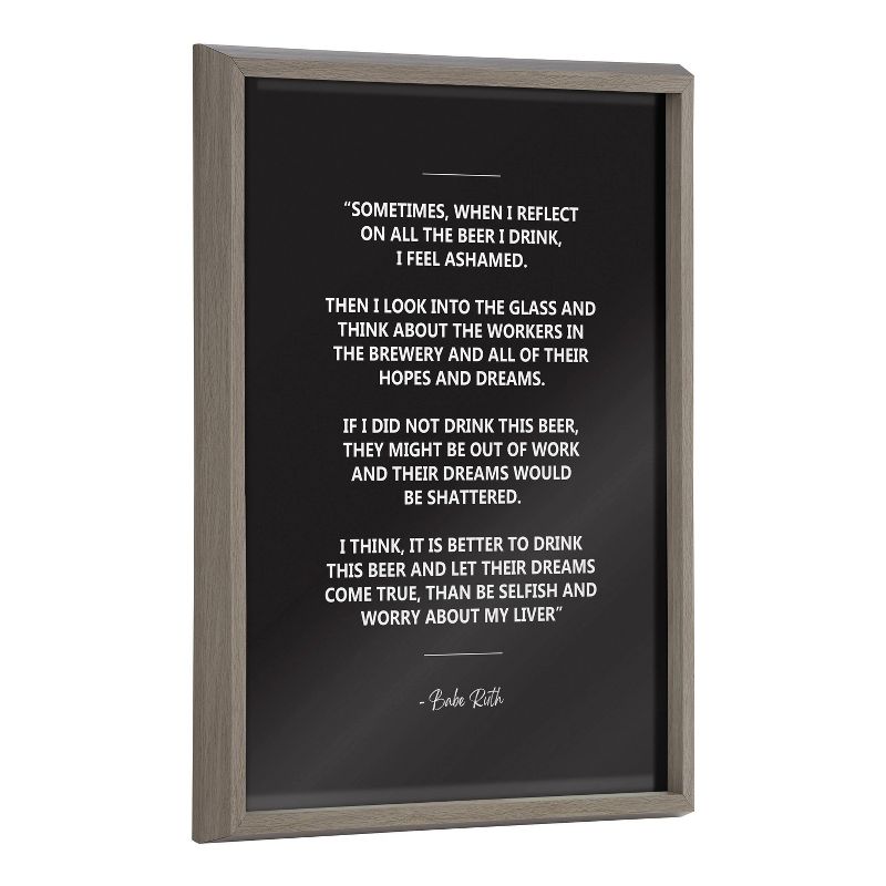 18&#34; x 24&#34; Blake Wisdom From A Glass Of Beer Babe Ruth Quote Framed Printed Glass by The Creative Bunch - Kate &#38; Laurel All Things Decor, 1 of 9