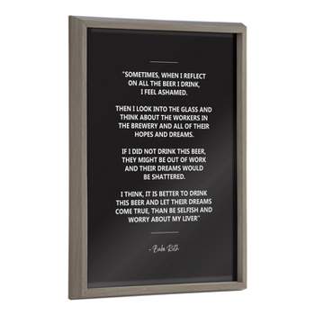 18" x 24" Blake Wisdom From A Glass Of Beer Babe Ruth Quote Framed Printed Glass by The Creative Bunch - Kate & Laurel All Things Decor