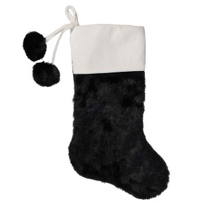 Northlight 20.5-Inch Black and White Christmas Stocking with Corduroy Cuff - 1 of 2