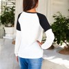 Anna-Kaci Women's Long Sleeve Waffle Knit Top with Raglan Color Block Sleeves and Crew Neck - 2 of 4