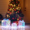 Tangkula 3 Pieces Christmas Lighted Gift Boxes 90 LED Light up Present Boxes w/ Bows - 4 of 4