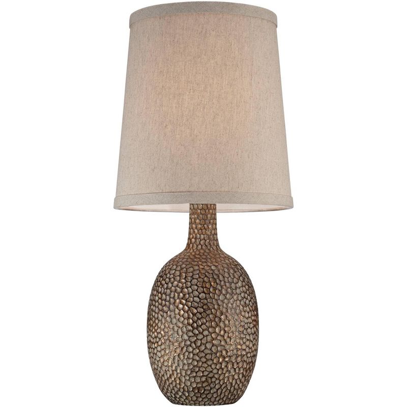360 Lighting Chalane Rustic Accent Table Lamps 23 1/2" High Set of 2 Antique Bronze Hammered Natural Linen Shade for Bedroom Living Room Bedside House, 5 of 10