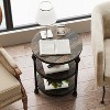Round Side Table, Small End Table with 3 Shelves for Living Room, Bedroom, Night Stand Accent Coffee Table with Steel Frame for Small Spaces - 3 of 4