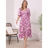 INSPIRE CHIC Women's Floral Casual Summer Ruffle Sleeve V Neck Beach Boho A Line Midi Dresses - 4 of 4