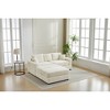 Oversize 82" Corduroy Upholstery Sectional Sofa Bed with 2 Pillows and 2 Movable Ottoman - 3 of 4
