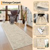 Area Rug, Machine Washable Vintage Floral Rug with Non-Slip Backing, Low Pile Pearl Velvet Floor Carpet, Lightweight Foldable Soft Rug for Bedroom - 4 of 4
