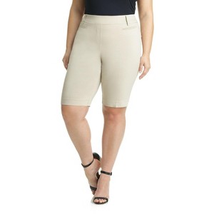 Rekucci Curvy Woman Ease into Comfort Pull-On Modern City Shorts with Tummy Control and Real Pockets - 1 of 4