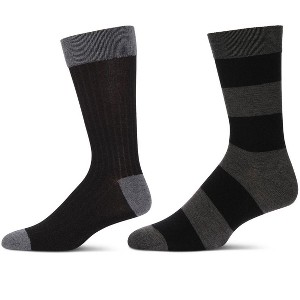 MeMoi Men's 2 Pair Pack Cashmere Crew Socks Black-Black 10-13 - 1 of 4