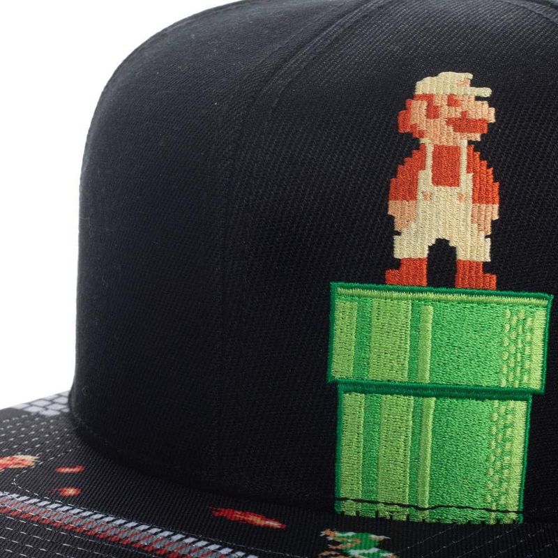Super Mario Video Game 8-Bit Black Snapback Hat for mens, 5 of 6