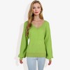 Anna-Kaci Women's V-Neck Long Sleeve Sweater with Ribbed Cuffs - 3 of 4