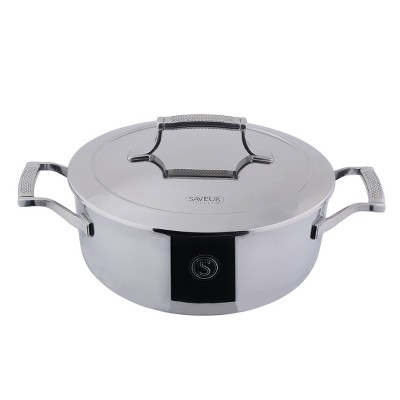 Saveur Selects 4qt (25cm) Tri-ply Stainless Steel Chef's Pan with Stainless Steel Lid