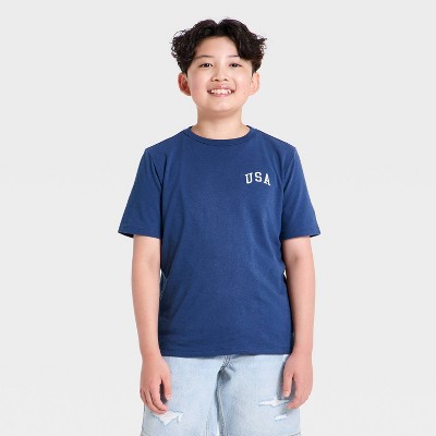 Детские Cat & Jack Kids' Short Sleeve 'USA Flag' Graphic T-Shirt - Cat & Jack™ Navy Blue M — фото 2