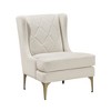Chenille Fabric Upholstery Plywood Metal Wingback Modern Luxury Accent Chair with Diamond-Stitched Back, Reversible Seat and Gold Finish Legs - 3 of 4