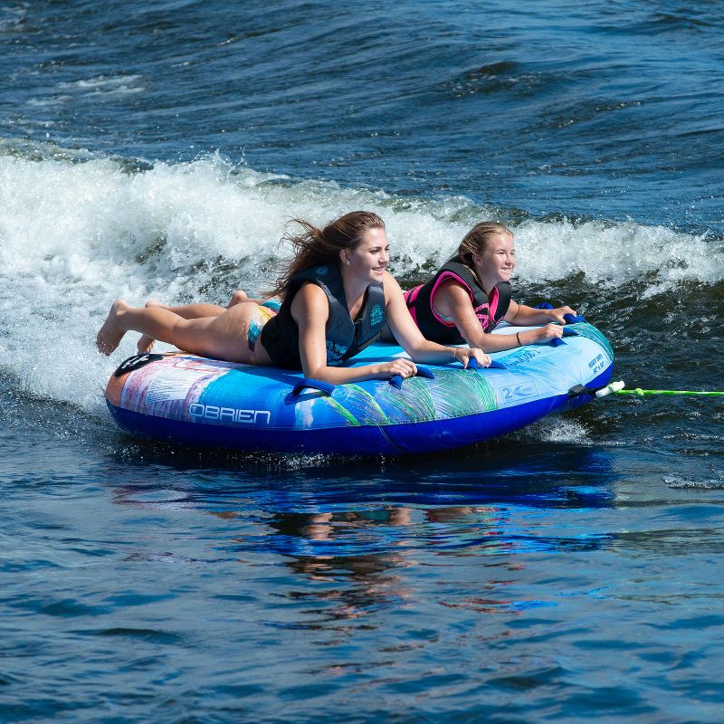 O'Brien Paradise 66 Inch 2 Dual Person Rider Towable Inflatable Blow Up Water Deck Boat Tube with SoftTech Fabric and 340 Pound Weight Capacity, 3 of 4