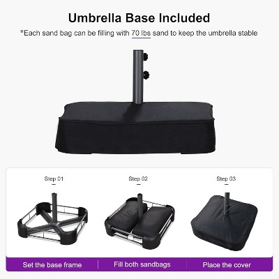 PURPLE LEAF 13ft Patio Market Umbrella and Base Double-Sided Rectangle Outdoor Table Sun Umbrellas with Crank