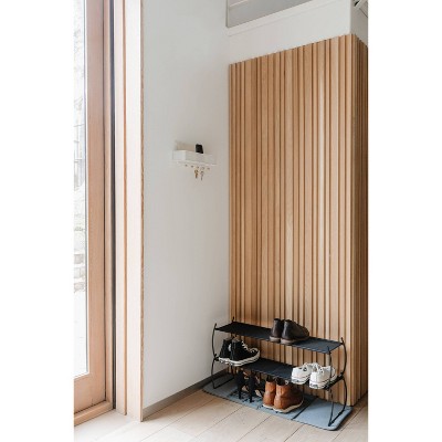 White Steel Wall Organizer with Wooden Knob Hooks