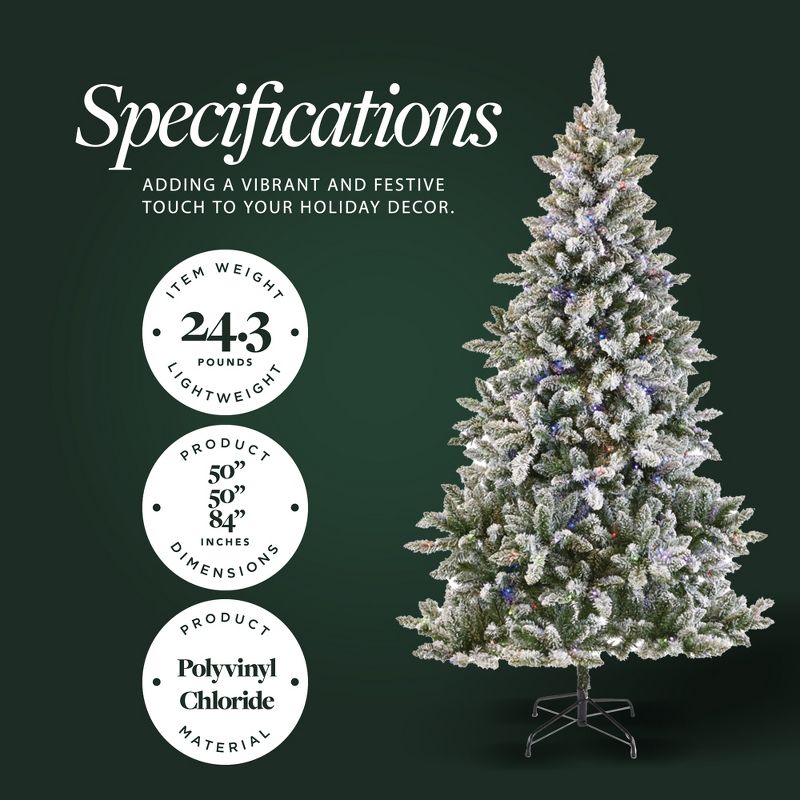 NOMA 7-Foot Pre-Lit Flocked Cypress Artificial Christmas Tree with 988 Tips and 350 Warm White and Multicolor Color-Changing LED Lights with 10 Modes, 3 of 7
