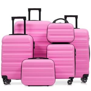 6/13pcs ABS Luggage Set, Lightweight Hardshell Suitcases with Dual Spinner Wheels, Carry-On+Check-In Sizes+Travel Bags -ModernLuxe - 1 of 4