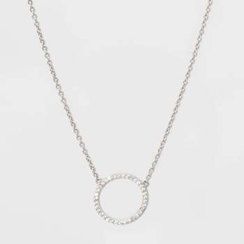 Silver Plated Paperlink Chain And Pierced Cubic Zirconia Necklace