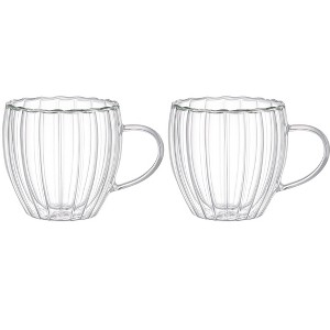 SharpChef 2PK Double Wall Borosilicate Glass Cups, Insulated Coffee & Tea Mugs, Heat-Resistant, Lightweight - 1 of 4