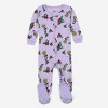Leveret Girls Cotton Baby Footed Pajamas – 3 Pack – Tropical Garden Sleepers - 3 of 4