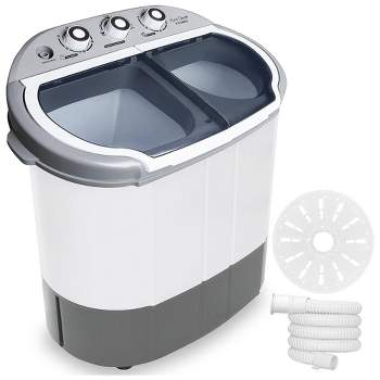 Pyle Pure Clean 2 in 1 Compact 7.7 Pound Load Capacity 110 Volt Portable Mini Washer and Dryer Machine for Washing Clothing and Towels, Gray