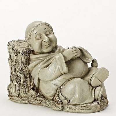 Roman 10.25" Nathan the Napping Monk Outdoor Patio Garden Statue - Gray