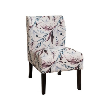Vynxaria Capa Print Fabric Armless Accent Chair in Purple Floral