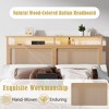Furnulem Queen Size Bed Frame Rattan Headboard with LED Lights and Charging Station Boho Bedframe with Storage Shelf and Under Bed Storage Solid Wood - 4 of 4