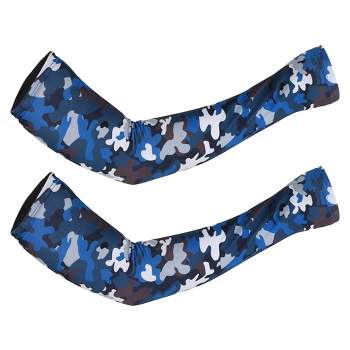 Unique Bargains Basketball Sports Camouflage Cooling Arm Elbow Compression Sleeve Blue 1 Pair
