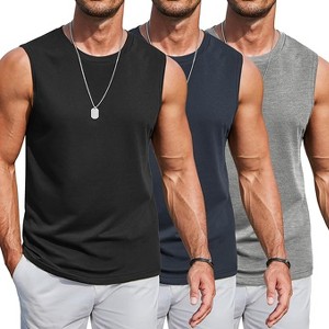 COOFANDY Mens Workout Tank Tops Cotton 3 Pack Soft Gym Muscle Shirt Sleeveless Classic T Shirts - 1 of 4