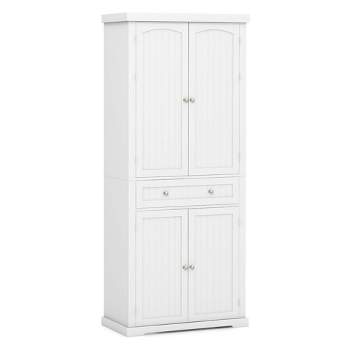 Homcom 70.75 Farmhouse Tall Kitchen Pantry Storage Cabinet, Freestanding  Cabinets With Doors And Shelves, Kitchen Shelf Storage With 4 Tiers, White  : Target