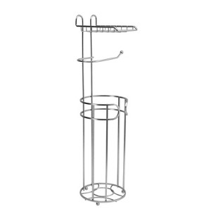 Round Wire Toilet Tissue Reserve with Dispenser and Phone Shelf Satin Nickel - Bath Bliss - 1 of 4