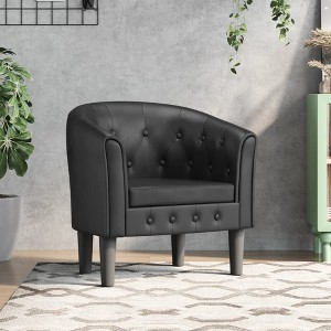 VidaXL Tub Chair Black Faux Leather - 1 of 4