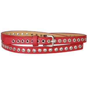 Allegra K Women's Belt PU Leather Skinny Plus Size Punk Rock Style Grommet Waist Belts - 1 of 4