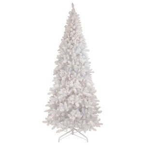 Northlight 9' Pre-Lit Flocked Norway White Pine Artificial Christmas Tree, Warm White LED Lights - 1 of 4