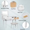 43.3" Classic Wood Makeup Vanity Set with Flip-top Mirror and Stool, Dressing Table with Three Drawers and storage space, White - 4 of 4