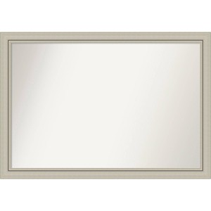 40" x 28" Non-Beveled Romano Silver Narrow Wood Bathroom Wall Mirror - Amanti Art: Modern Rectangle, Wall Mounted - 1 of 4