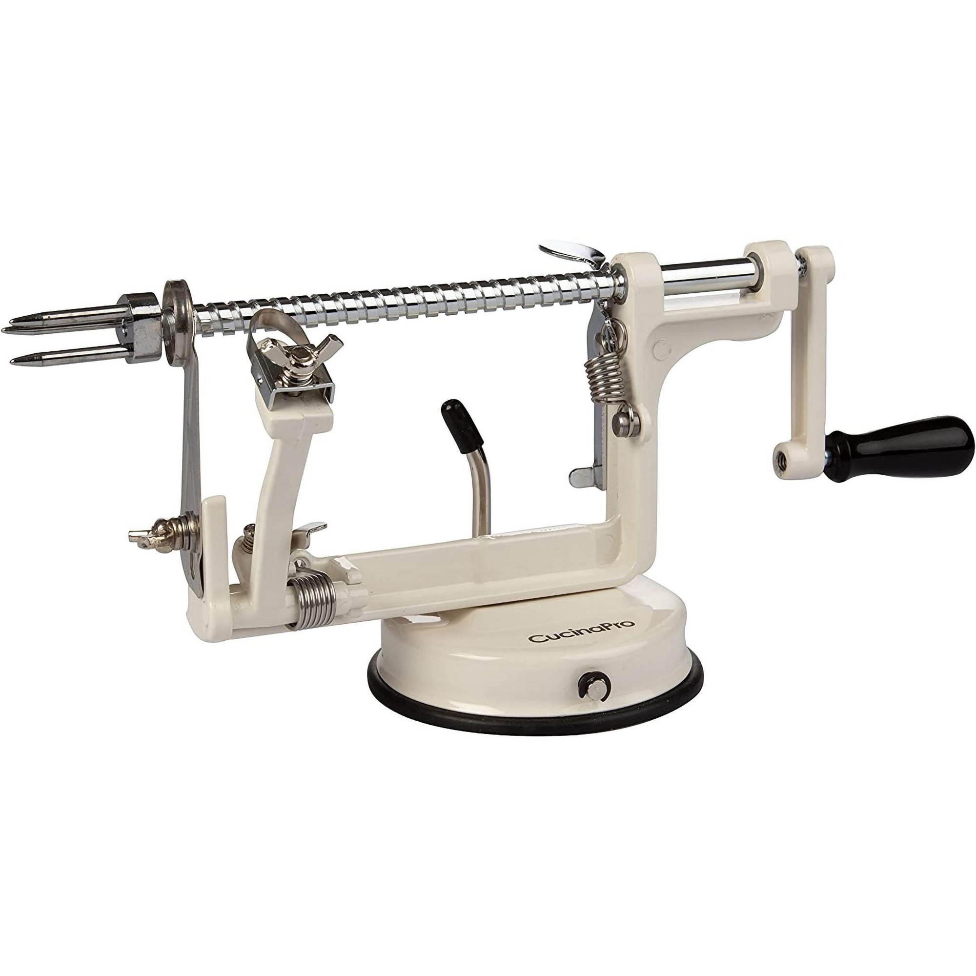 CucinaPro Apple Peeler and Corer - Long Lasting Chrome Cast Iron with Countertop Suction Cup, White - Great Gift for Cooks