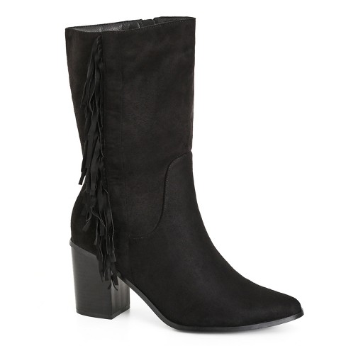 City Chic Women s Wide Fit Tassel Mid Boot Black 10w Target