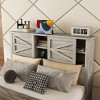 3-Pieces Bedroom Sets Queen Size Farmhouse Platform Bed with Double Sliding Door Storage Headboard, Storage Nightstand and Dresser-Maison Boucle - 3 of 4