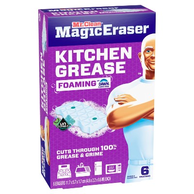 Mr. Clean Scented Magic Eraser Kitchen Grease Foaming Unstopables Multi-Purpose Cleaner - 6ct
