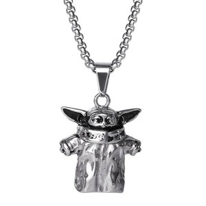 Star Wars The Mandalorian Grogu The Child Pendant Necklace, Stainless Steel, 22" Box Chain - 1 of 4