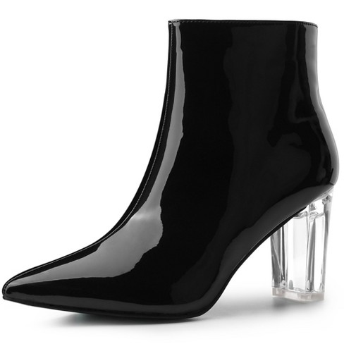 Black pointed clear discount heels