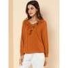 INSPIRE CHIC Women's Ruffle Neck Pleated Front Long Sleeve Blouse - 4 of 4