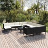 vidaXL Garden Lounge Set Patio Sectional Sofa Couch Outdoor Poly Rattan Black - 2 of 4