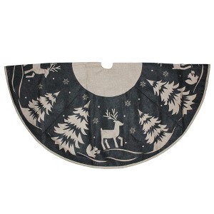 Northlight 56" Gray and Black Reindeer in Forest Christmas Tree Skirt - 1 of 3